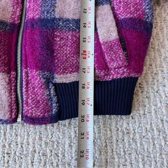 House of Harlow Women's Plaid Wool Blend Cropped Bomber Jacket NWT - Picture 6 of 9
